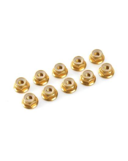 TEAM CORALLY - ALUMINIUM NYLST OP NUT - M5 - FLANGED - GOLD - - C-311